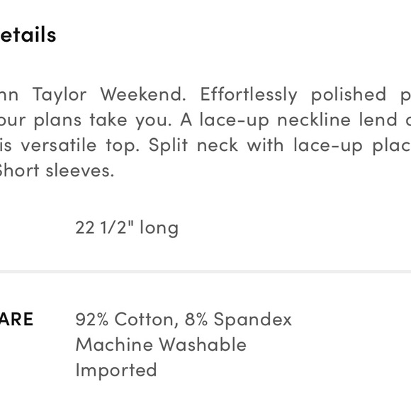 Ann Taylor Lace-Up Brown Short Sleeve Top - Picture 2 of 2